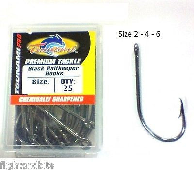 TSUNAMI BLACK BAITKEEPER FISHING HOOKS BOX OF 25 HOOKS – House of Braden