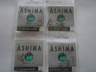 Ashima C10 Specimen Strong Hooks Size 2 6 8 10 - pk of 10 Carp/Catfish