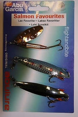 ABU GARCIA SALMON FAVOURITES - PACK OF 3 SPINNERS/LURES - PROVEN SALMON CATCHERS