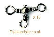 3 WAY BRASS BARREL SWIVELS SIZE 2 -RIG LINKS / SEA FISHING