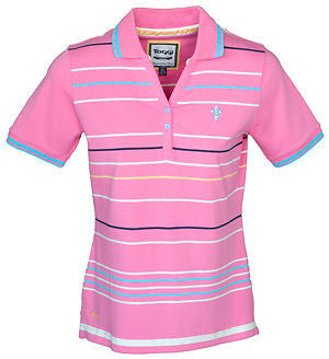 TOGGI PIPPA PINK STRIPED LADIES POLO SHIRT - SZ 8-18. NEW SEASON STOCK