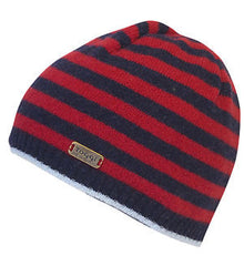 TOGGI ALON PURE WOOL STRIPED BEANIE HAT : - NAVY -  FIG - SLATE